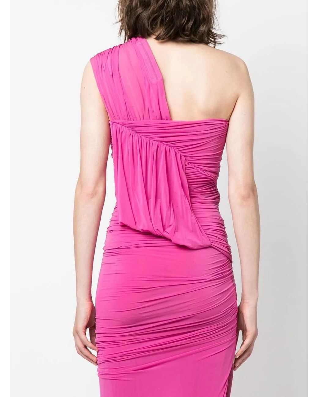 Rick Owens Pink Edfu Draped One-Shoulder Blouse