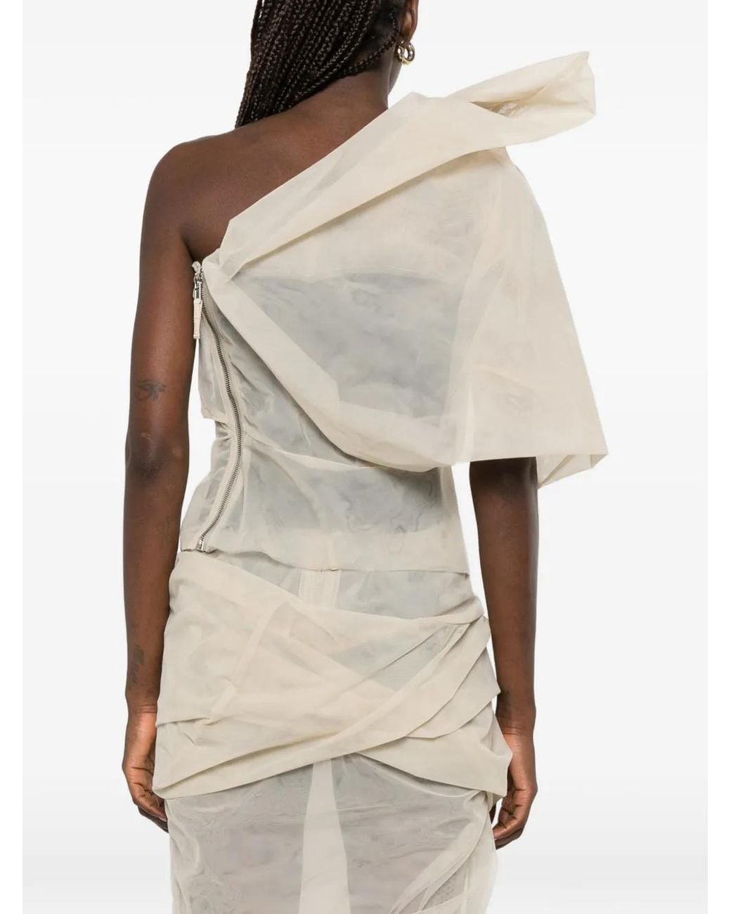 Rick Owens White Draped-Detail Top