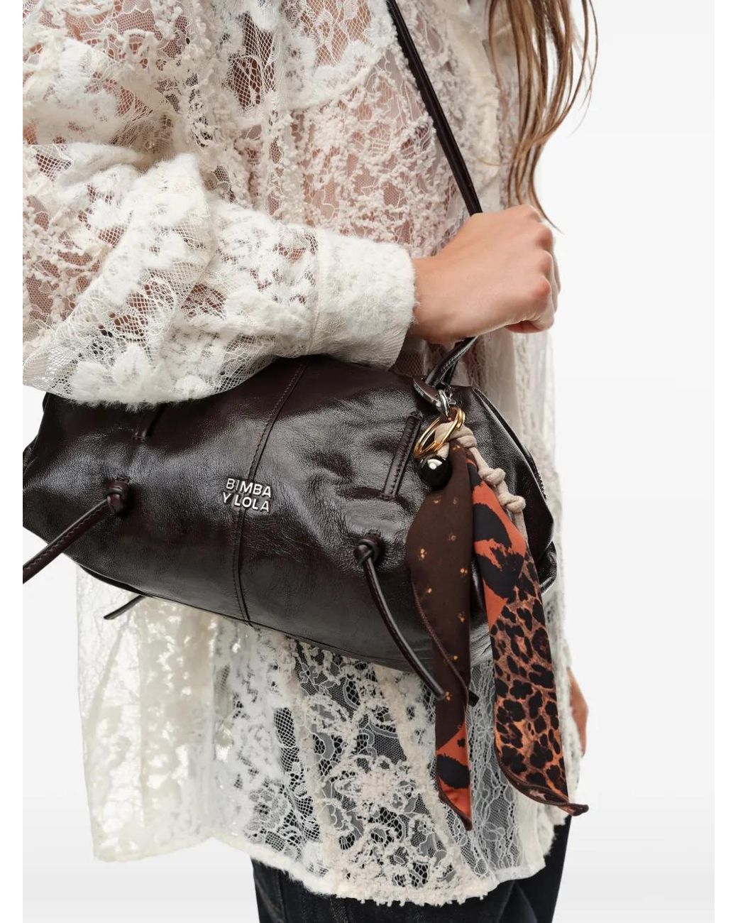 Bimba Y Lola White Patchwork Scarf Key Ring
