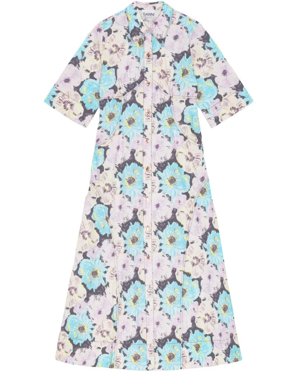 Ganni Blue Printed Maxi Dress