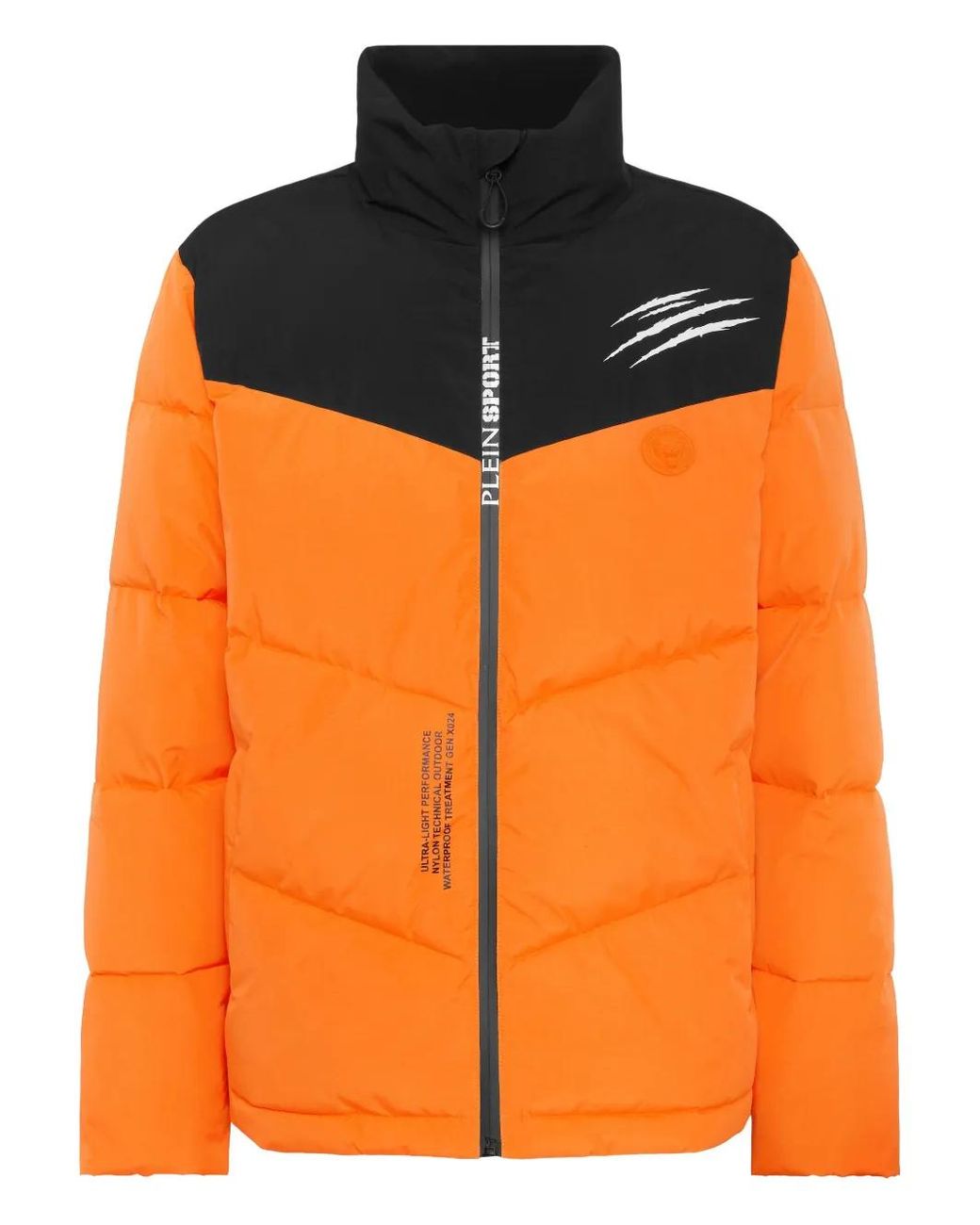 Philipp Plein Orange Scratch Puffer Jacket for men