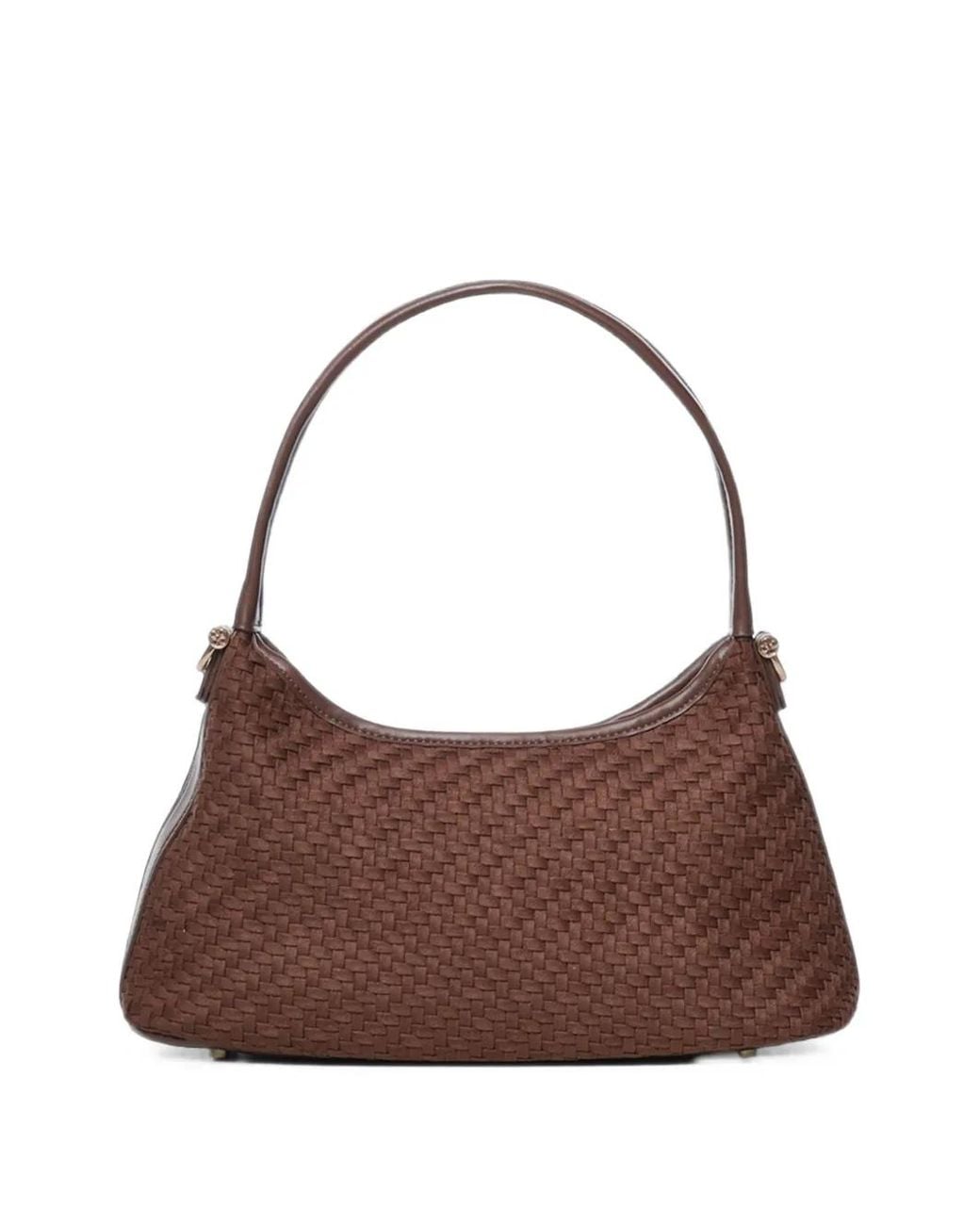 V73 Brown Sac Porté Épaule À Effet Tissé