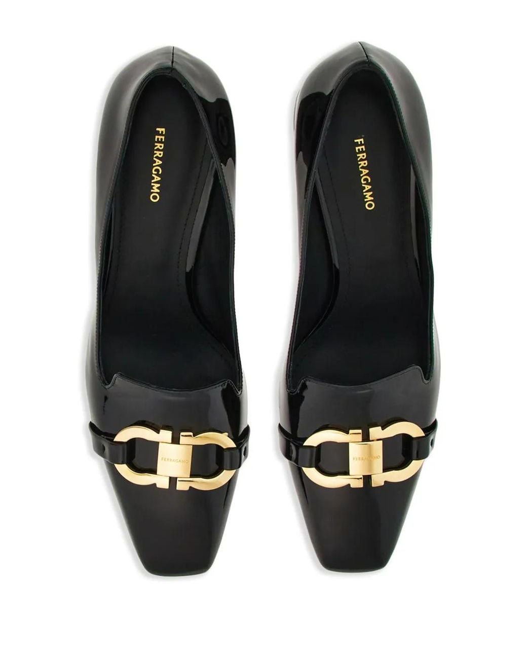 Ferragamo Black Patent Lambskin Pumps