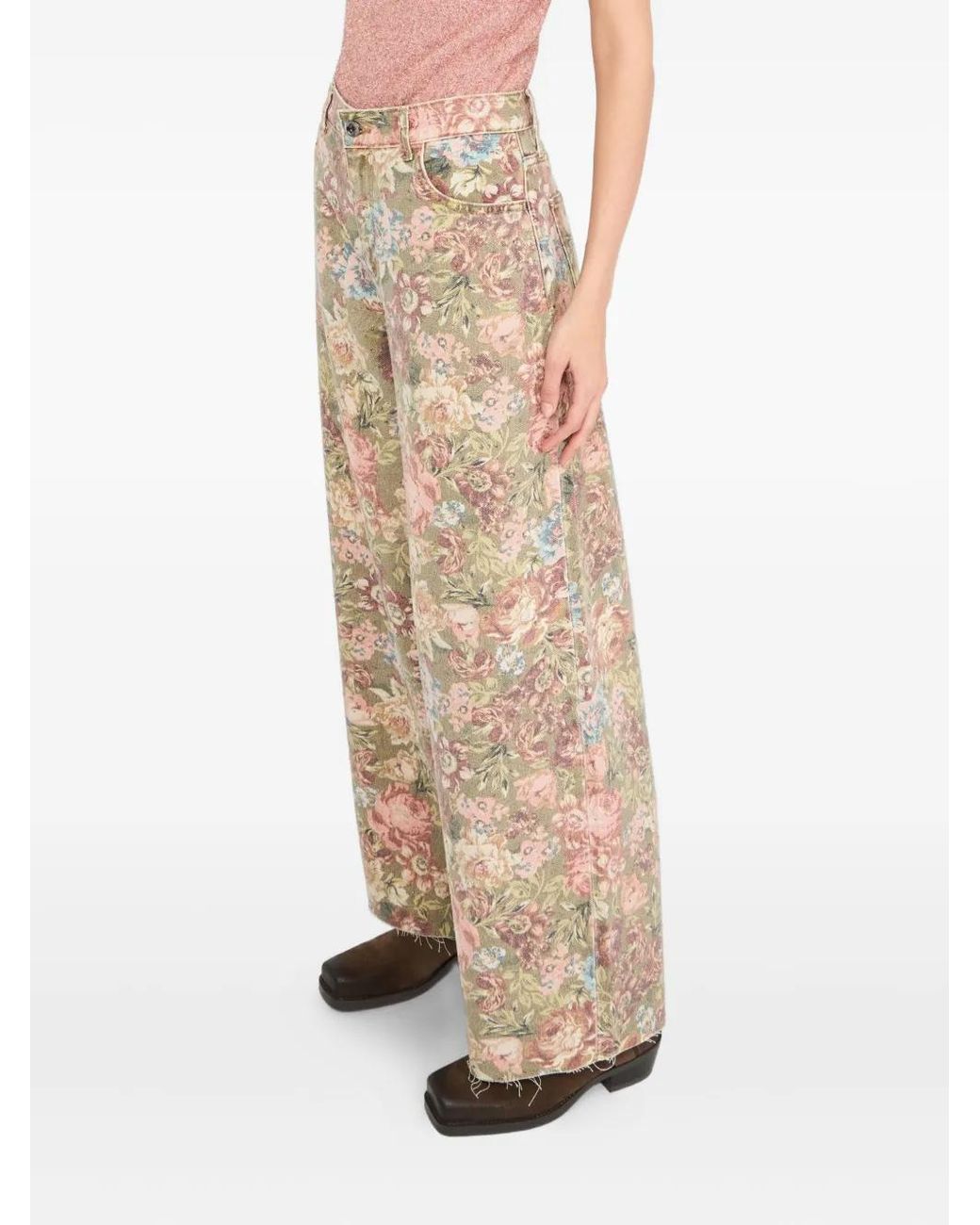 Liu Jo Natural Floral-Print Pants