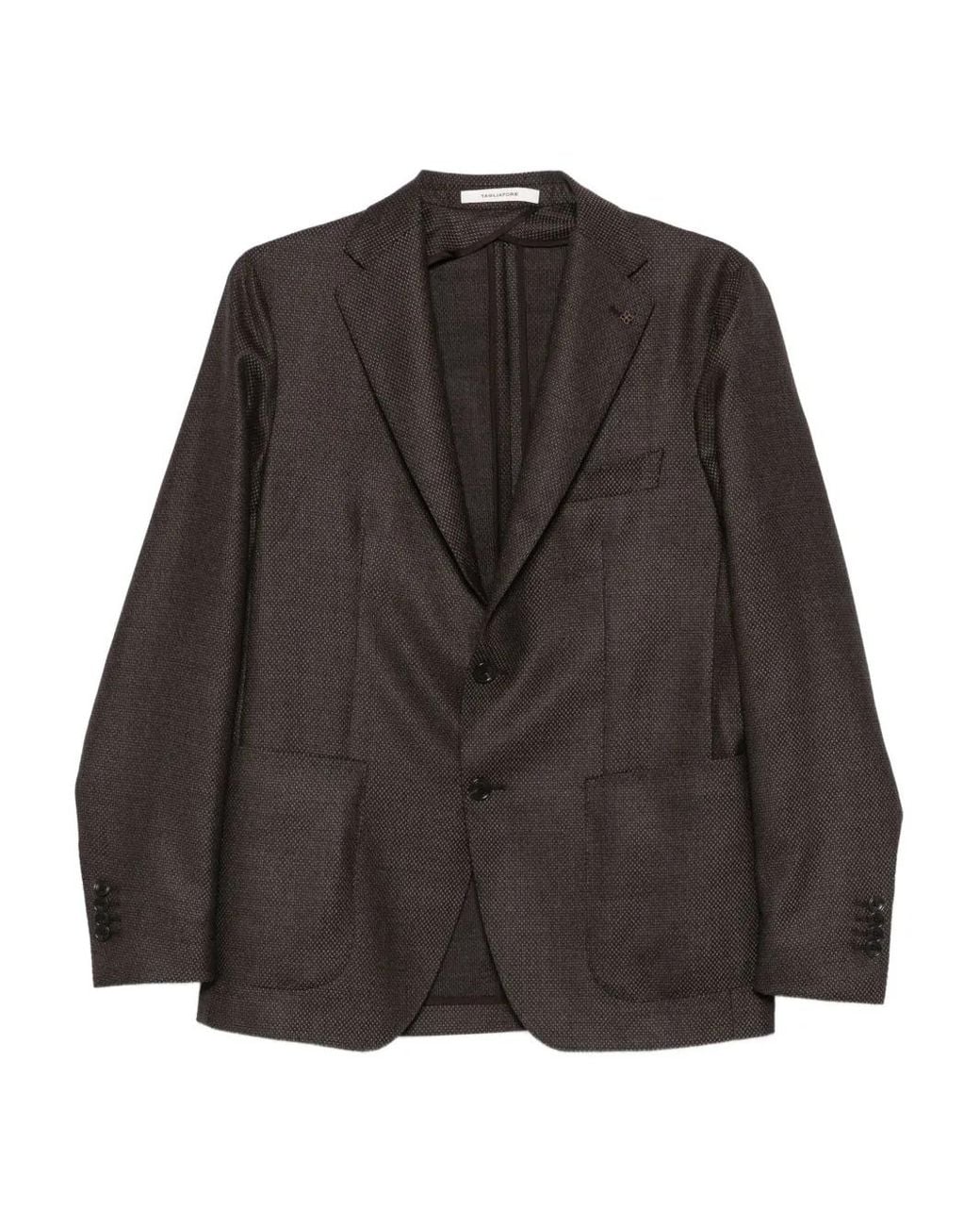 Tagliatore Black Buttoned Patch Pocket Jacket for men