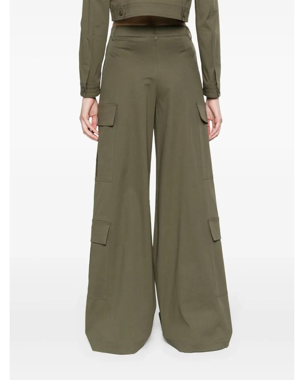 Moschino Green Wide-Leg Cargo Trousers
