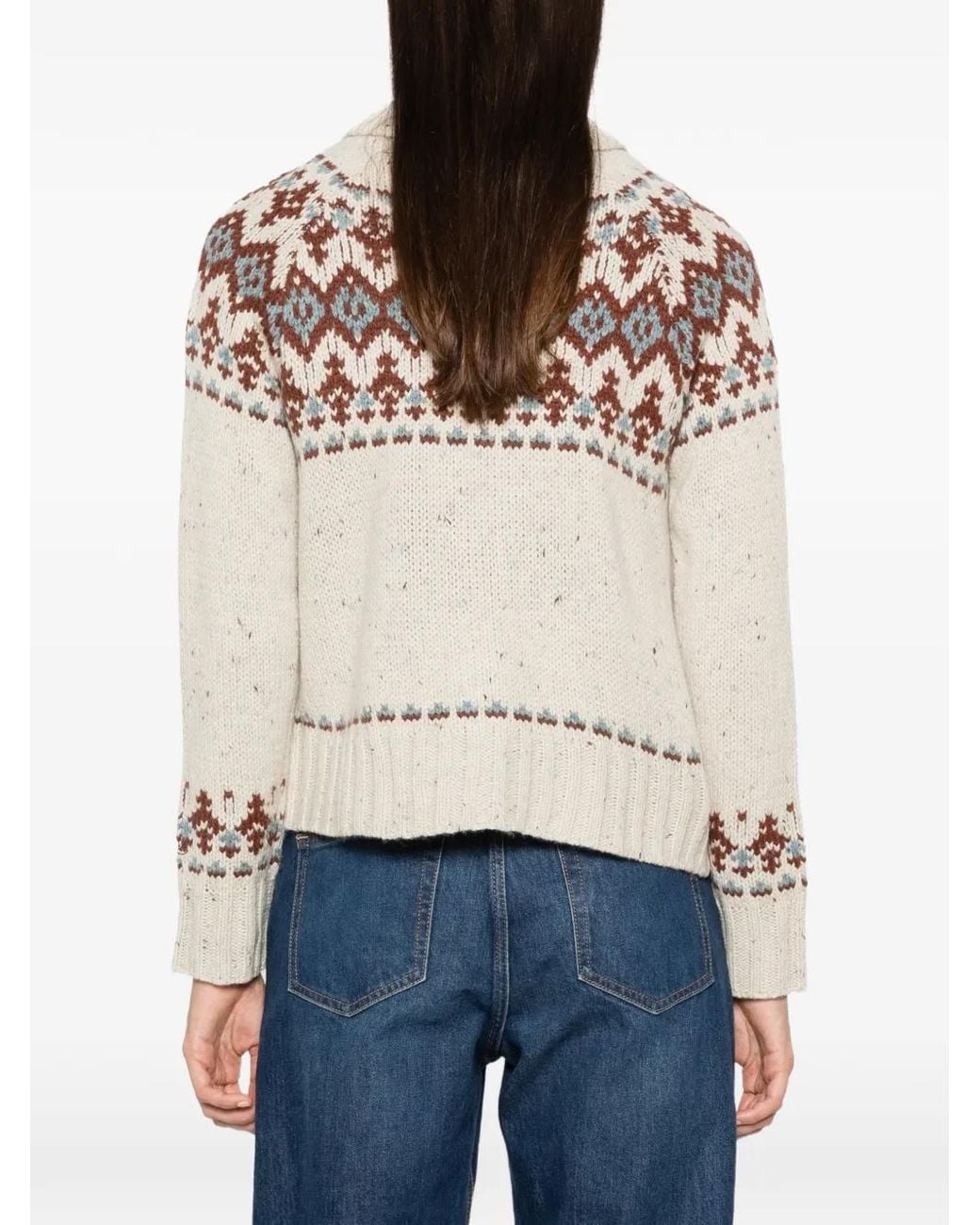 Mc2 Saint Barth Natural Cardigan En Maille Fair Isle