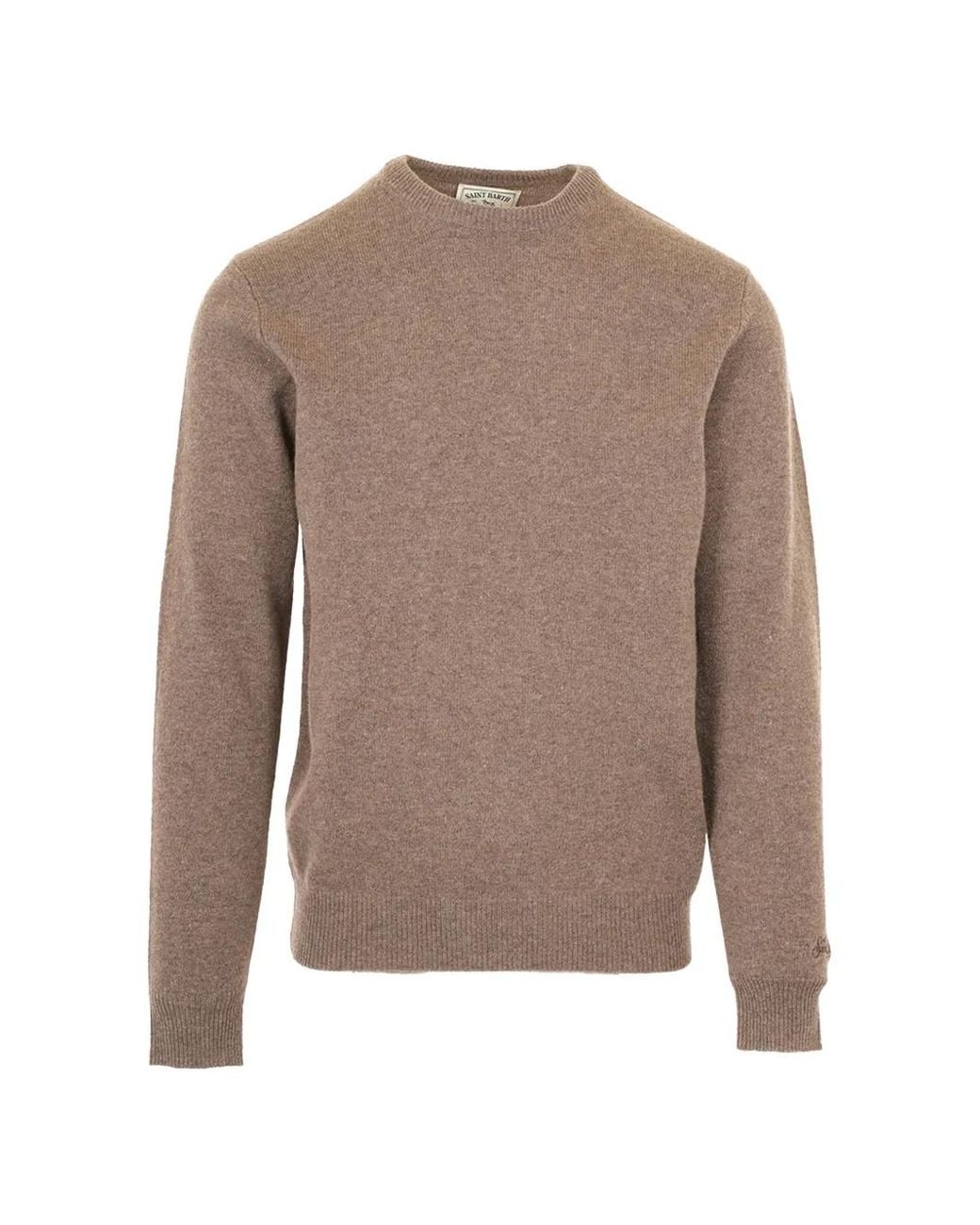 Mc2 Saint Barth Brown Logo-Embroidered Crew-Neck Sweater for men