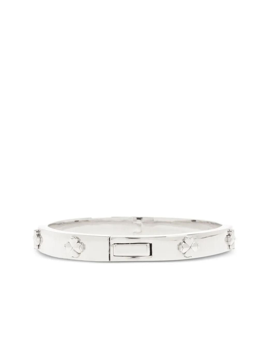 Kate Spade White Clover-Embellished Bangle Bracelet