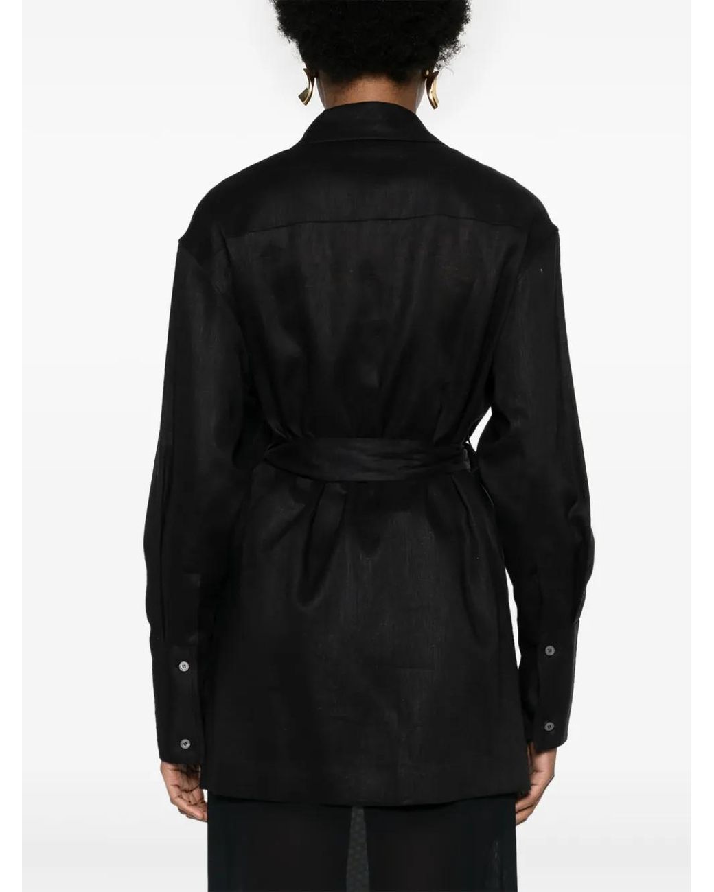 Fabiana Filippi Black Linen Wrap Jacket
