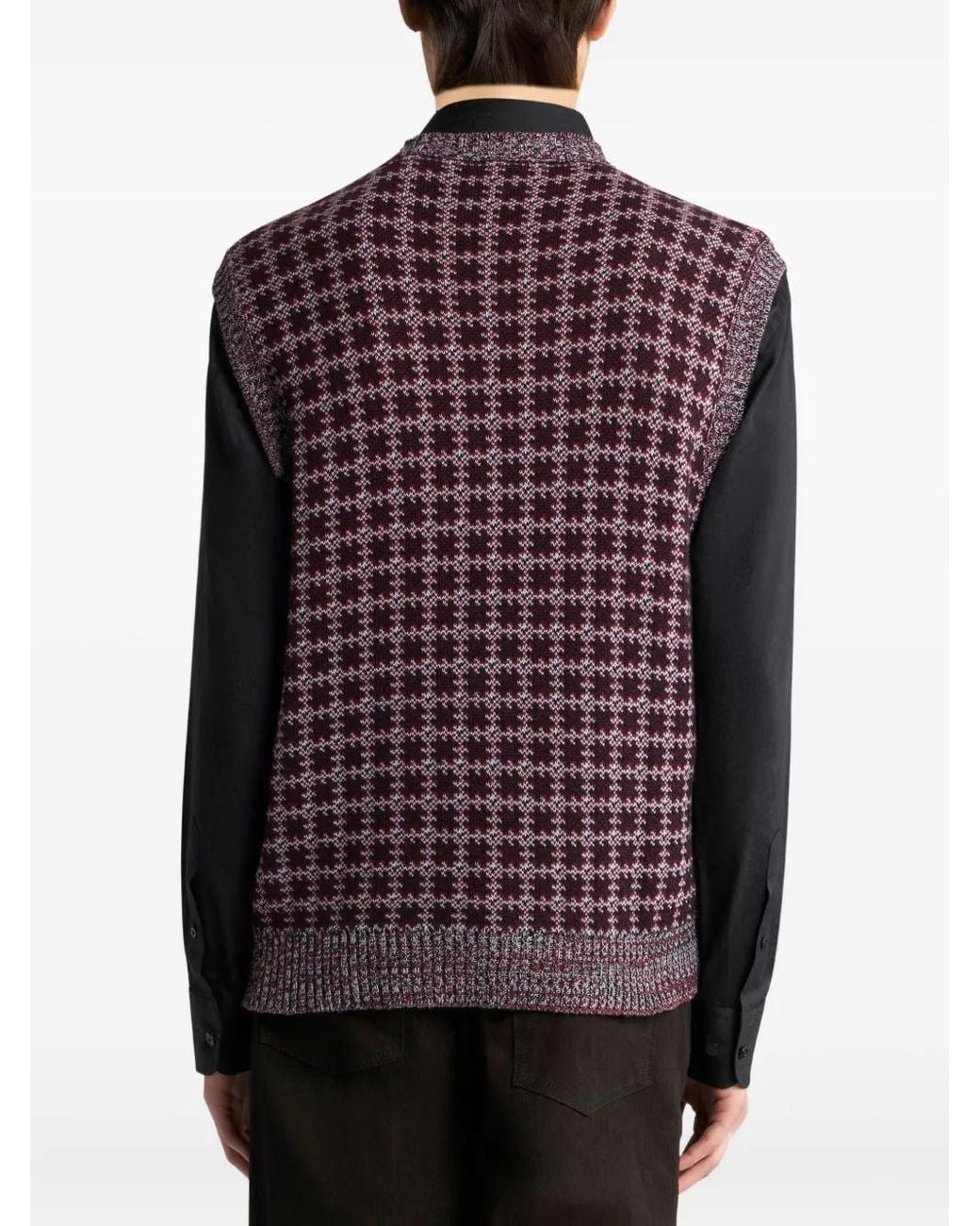 Etro Purple Pegaso-Motif Embroidered Checked Vest for men