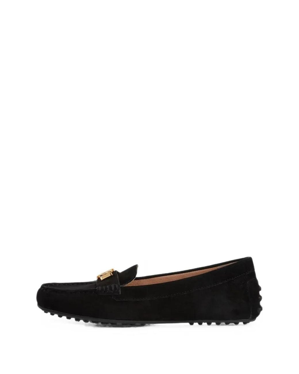 Ralph Lauren Black Barnsbury Logo-Plaque Suede Loafers