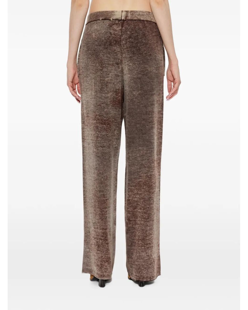 DIESEL Brown Reverse-Print Knitted Wool Track Trousers
