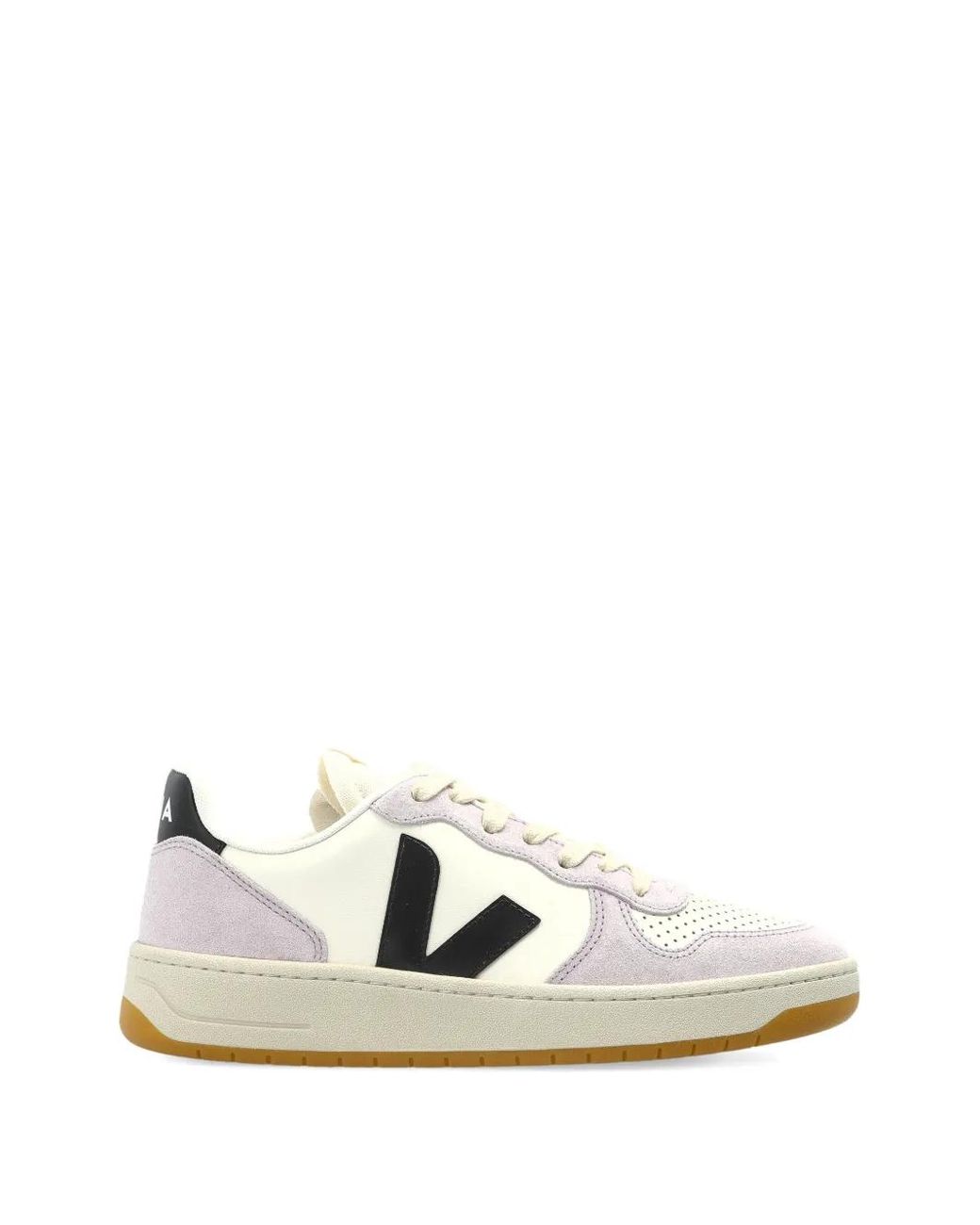 Veja White V-10 Panelled Sneakers
