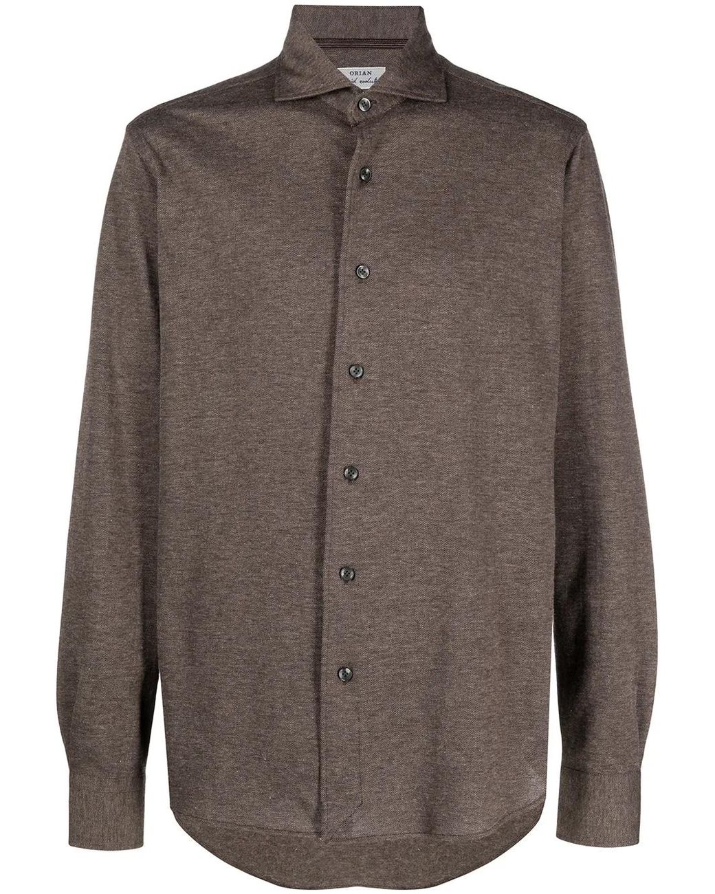Orian Brown Spread Collar Piqué Shirt for men