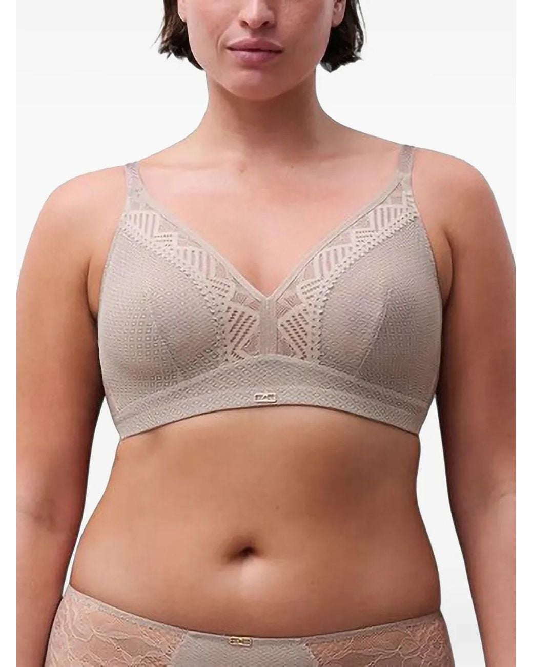 Chantelle Gray Origins Geometric Lace-Panelled Bra