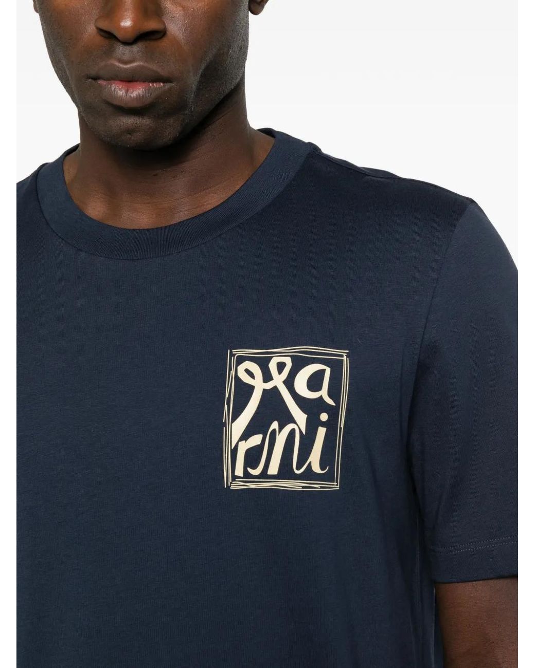 Marni Blue Logo Crew-Neck T-Shirt for men