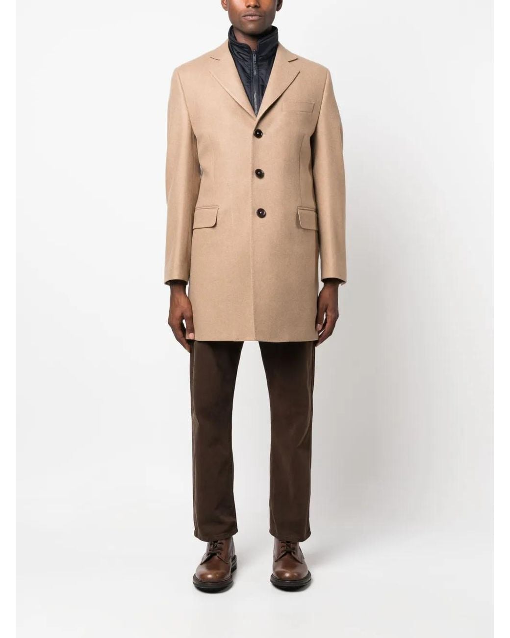 Fay Natural Easy Db Single-Breasted Layered Coat for men