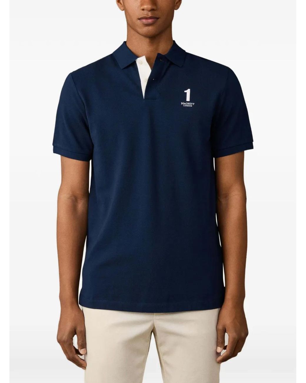 Hackett Blue Logo-Print Polo Shirt for men
