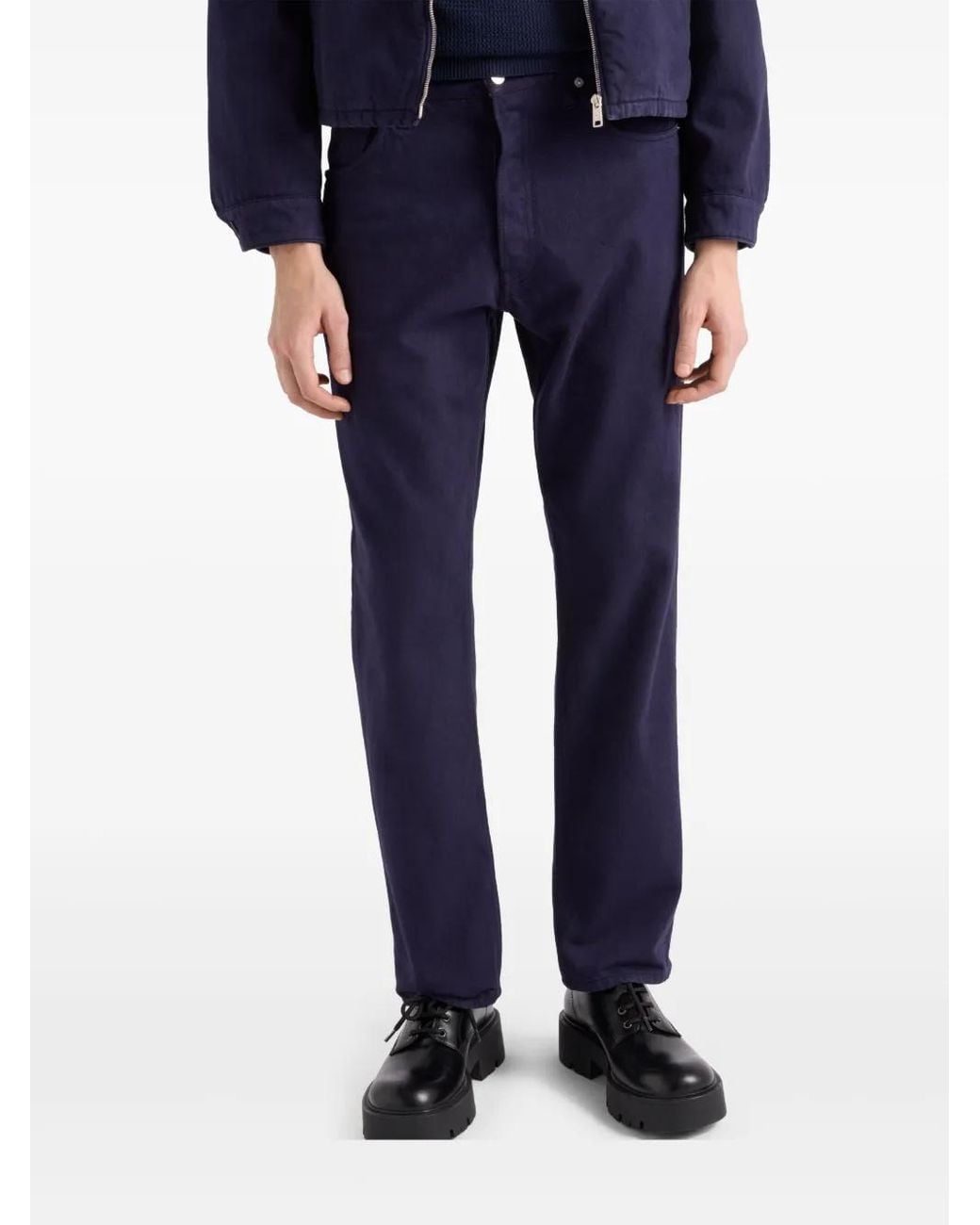 Prada Blue Logo Straight Jeans for men