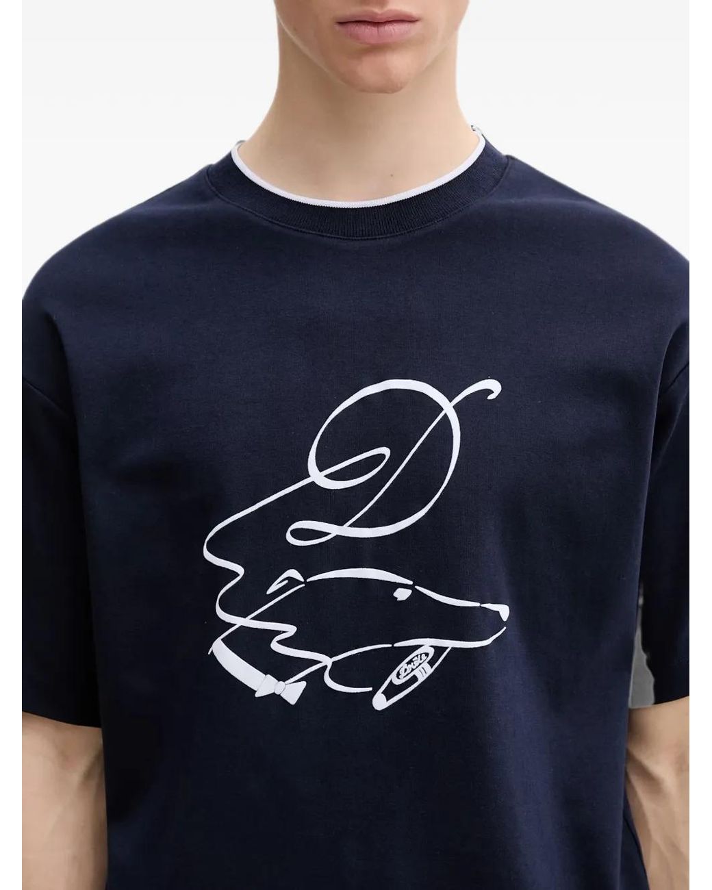 Drole de Monsieur Blue Graphic-Print T-Shirt for men