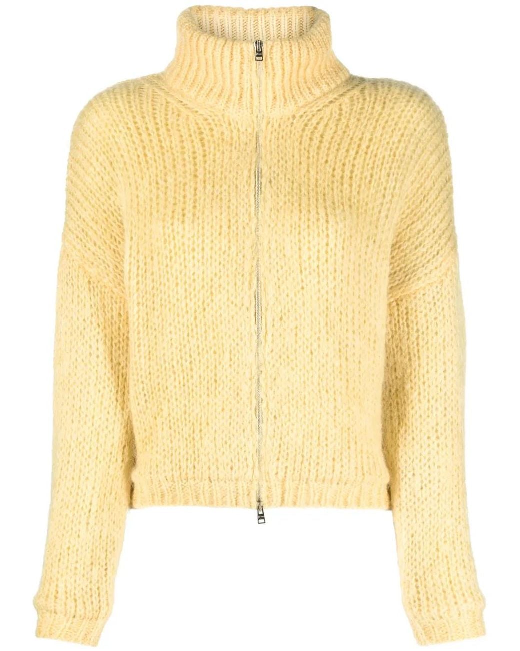Herno Yellow Mohair-Blend Cardigan