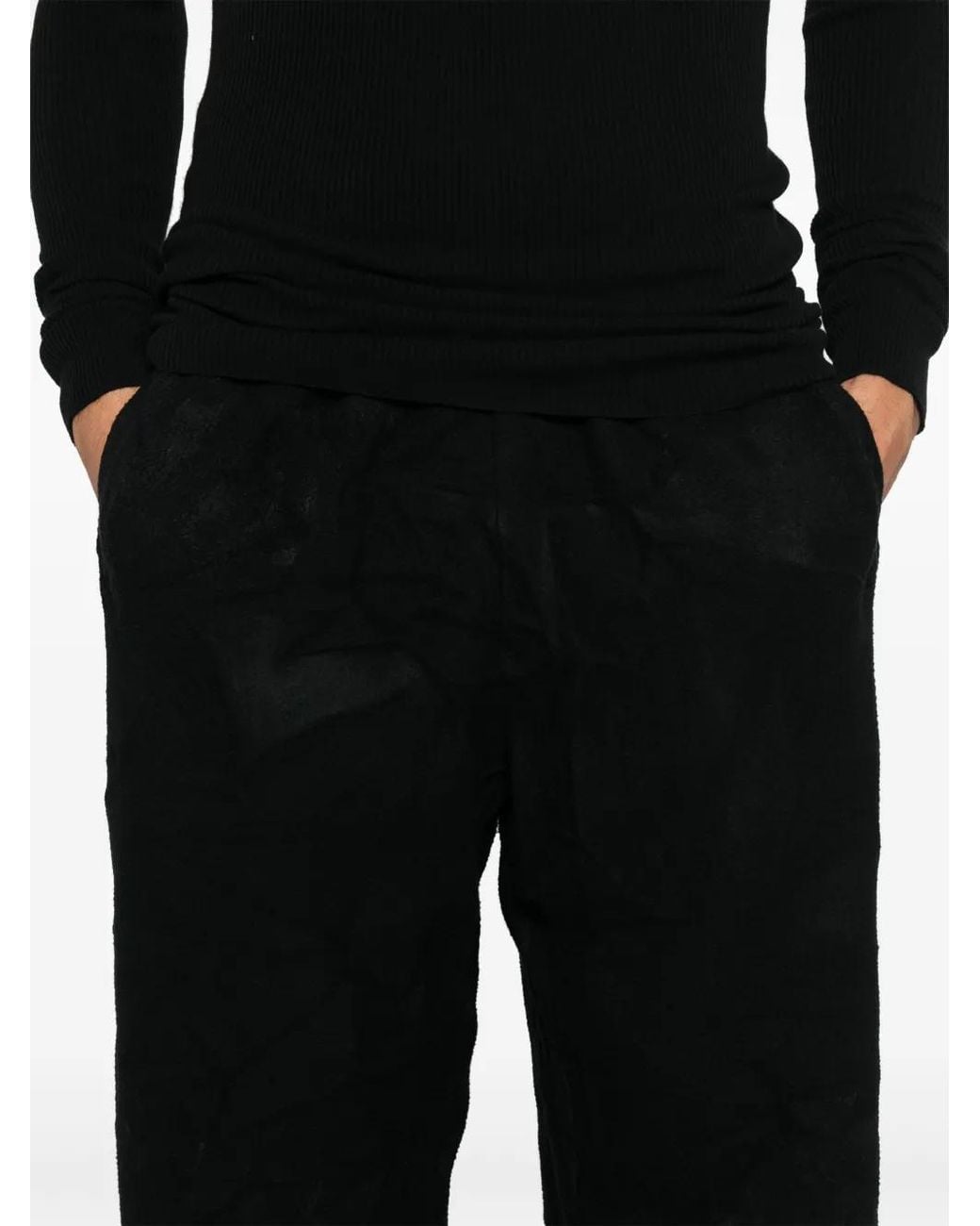 Balenciaga Black Crinkled-Effect Track Pants for men