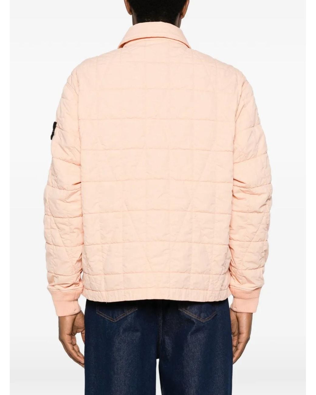 Stone Island Pink Quilted Logo-Patch Padded Jacket for men