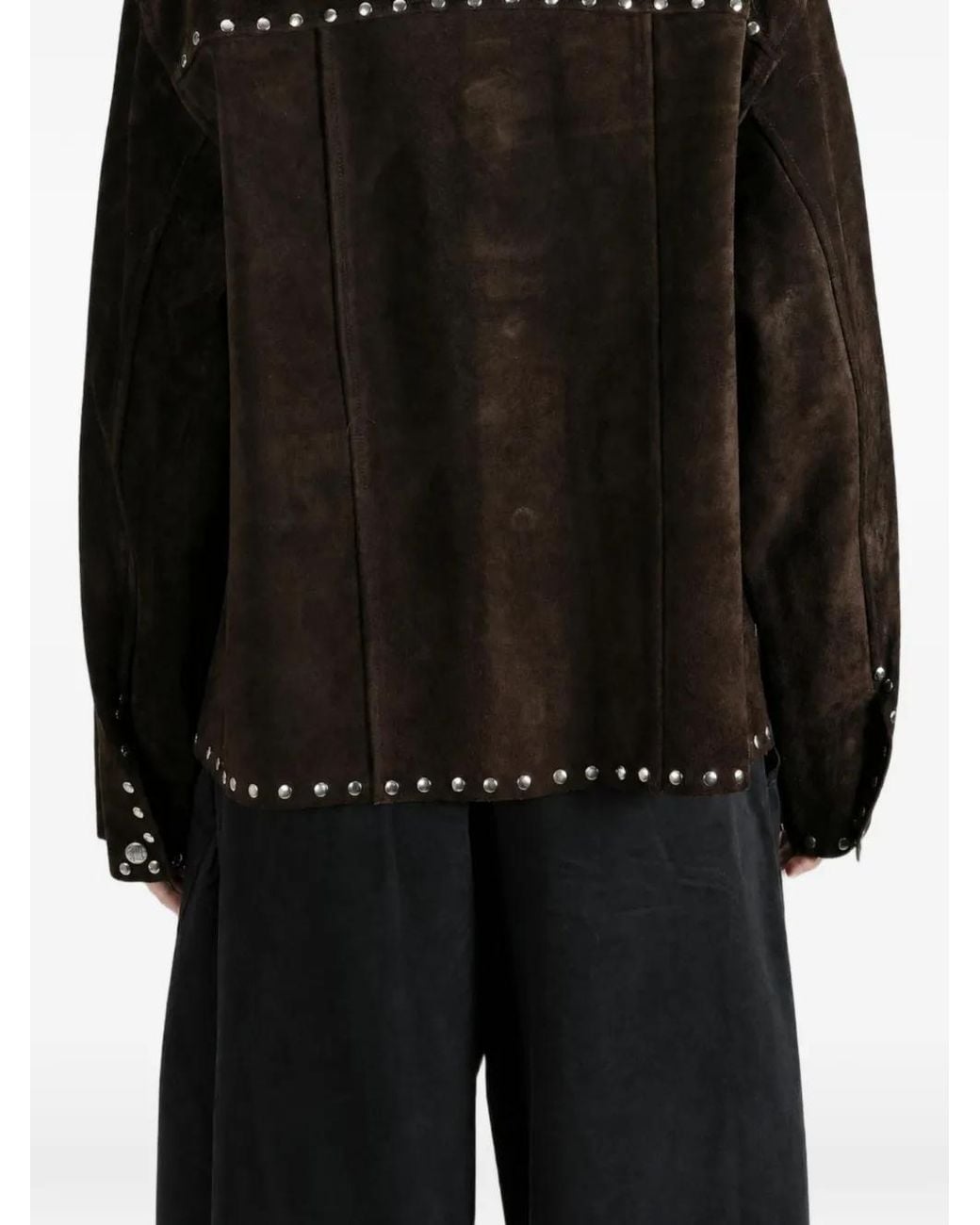 Bode Brown Stud-Embellished Suede Jacket for men