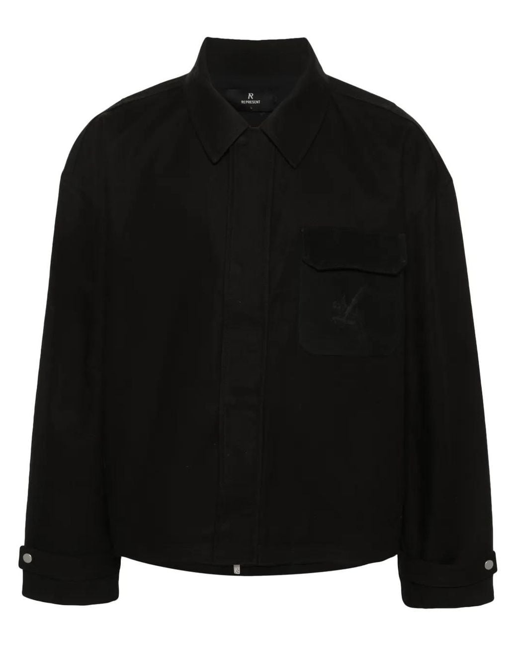 Represent Black Logo-Engraved Cotton Jacket for men