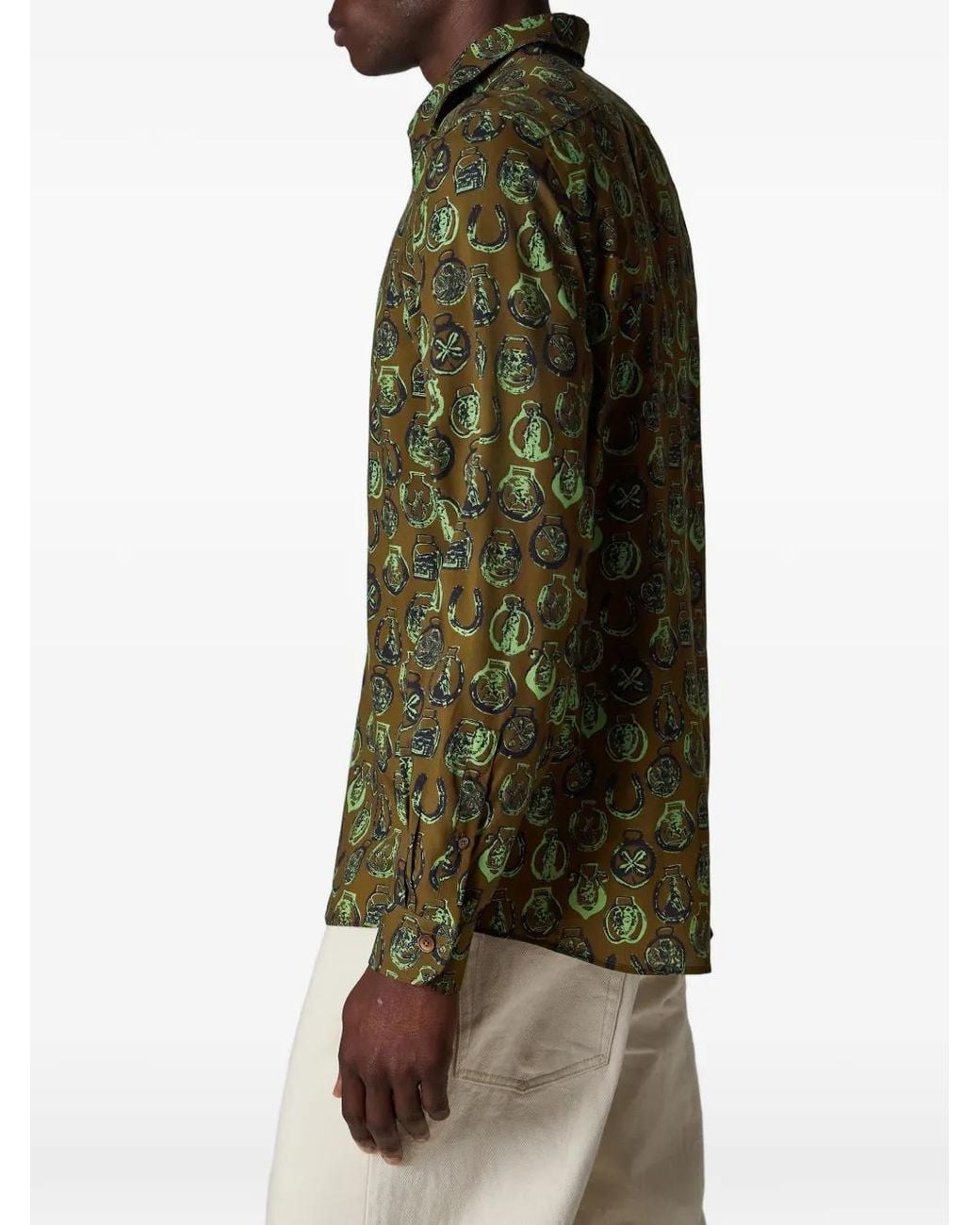 Paul Smith Green Abstract-Pattern Shirt for men