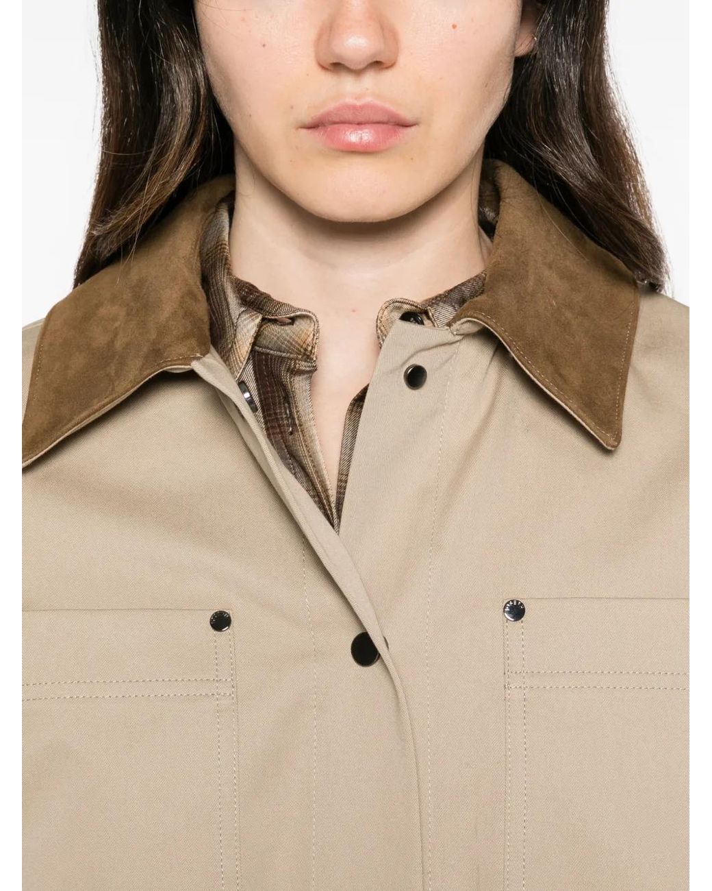 Joseph Natural Suede-Collar Utility Jacket