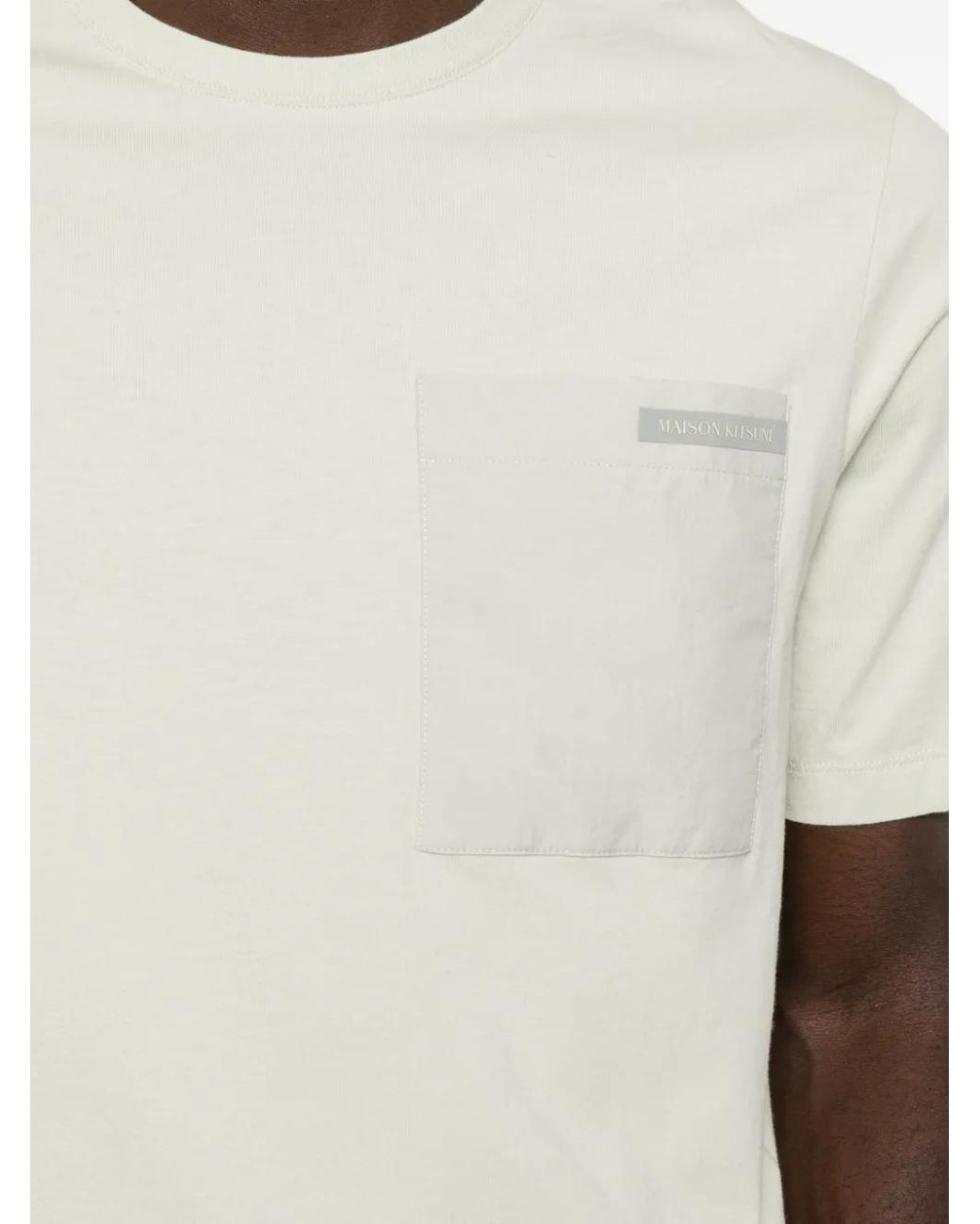 Maison Kitsuné White Maison Kitsuné Nylon Patch Pocket Regular Tee Shirt for men