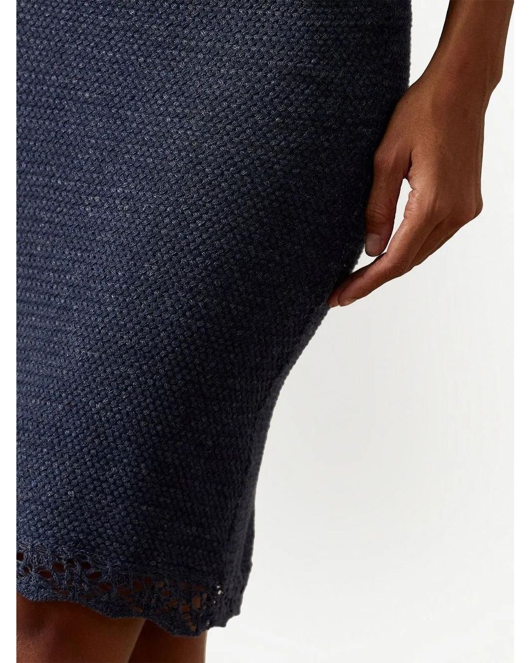 Ralph Lauren Blue Ruffle-Trim Pencil Skirt