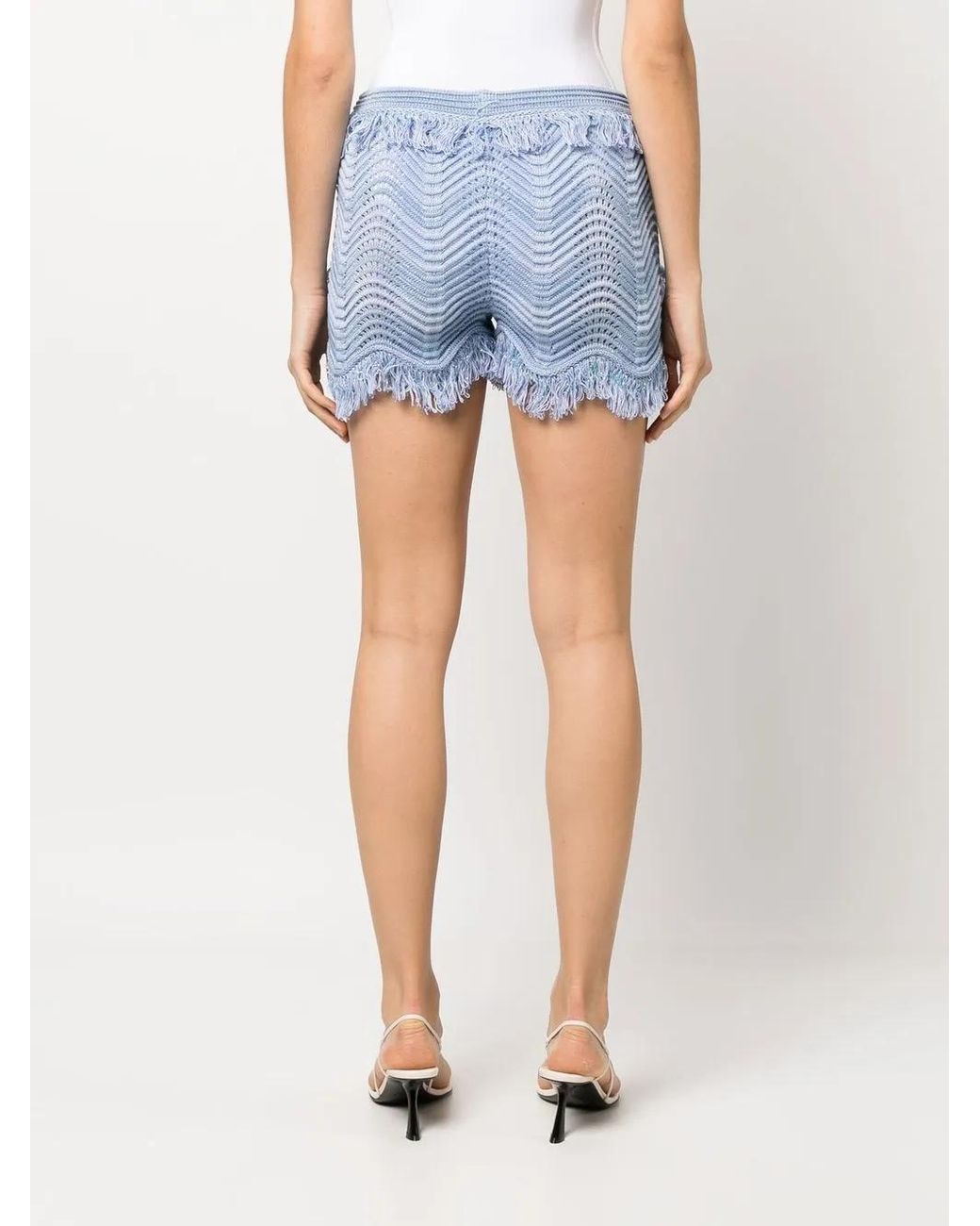 Genny Blue Knitted Frayed Shorts