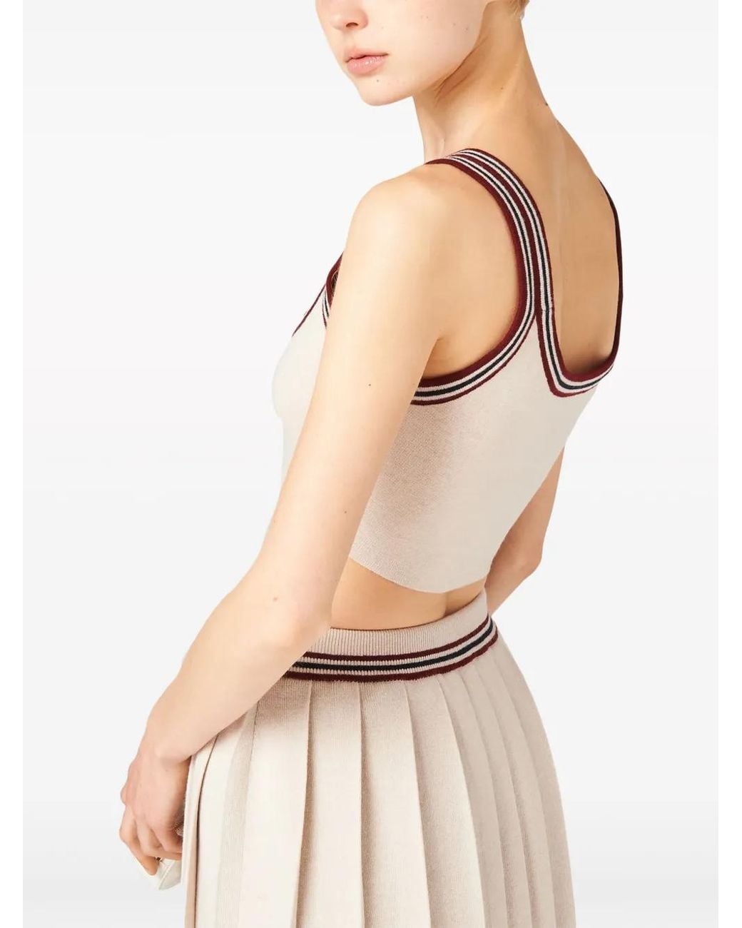 Miu Miu Pink Neutral Logo Intarsia Cashmere Top - Women's - Cashmere