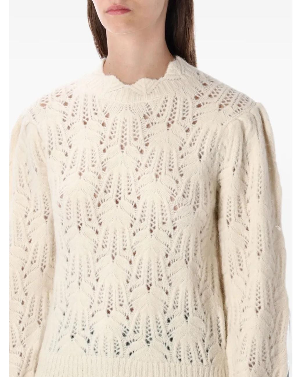 Isabel Marant White Celestine Open-Knit Sweater