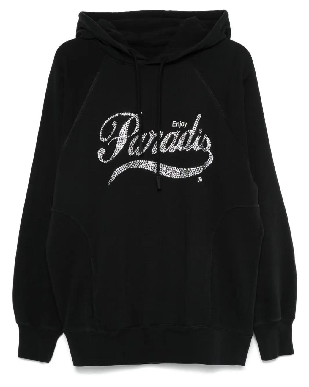 3.PARADIS Black Crystal-Logo Hoodie for men