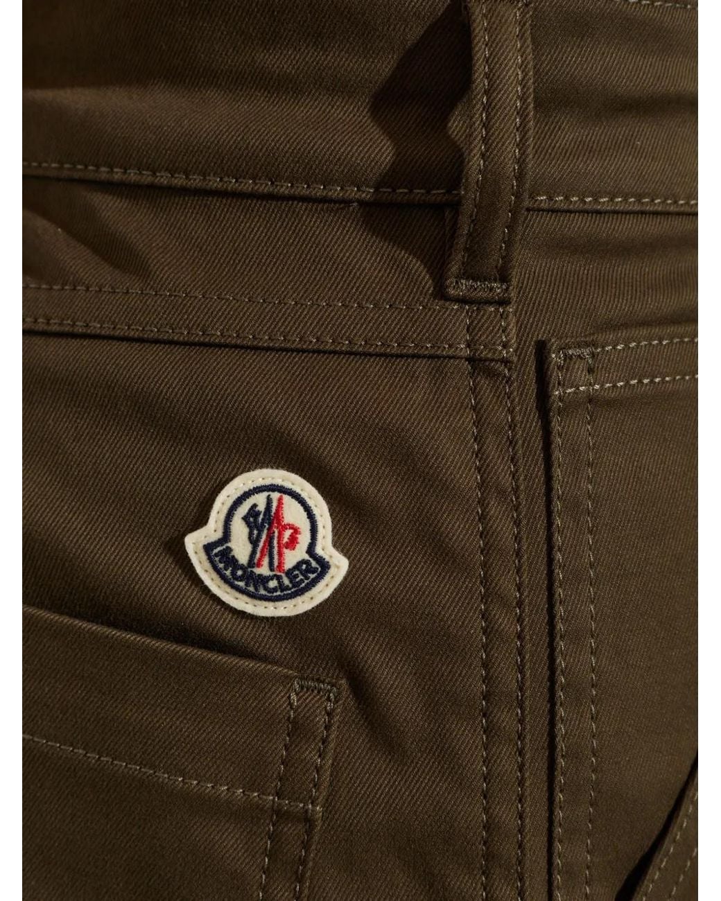 Moncler Green Logo-Patch Trousers for men