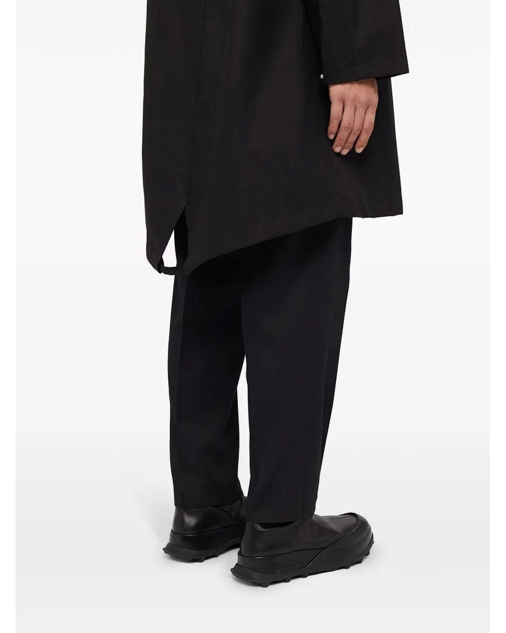 Jil Sander Black Long Cotton Parka With Hood And Logo Print for men