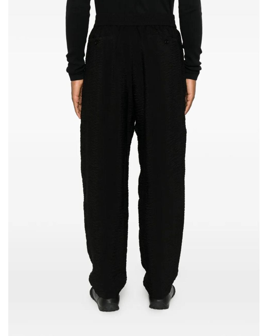 Giorgio Armani Black Textured Tapered Trousers for men