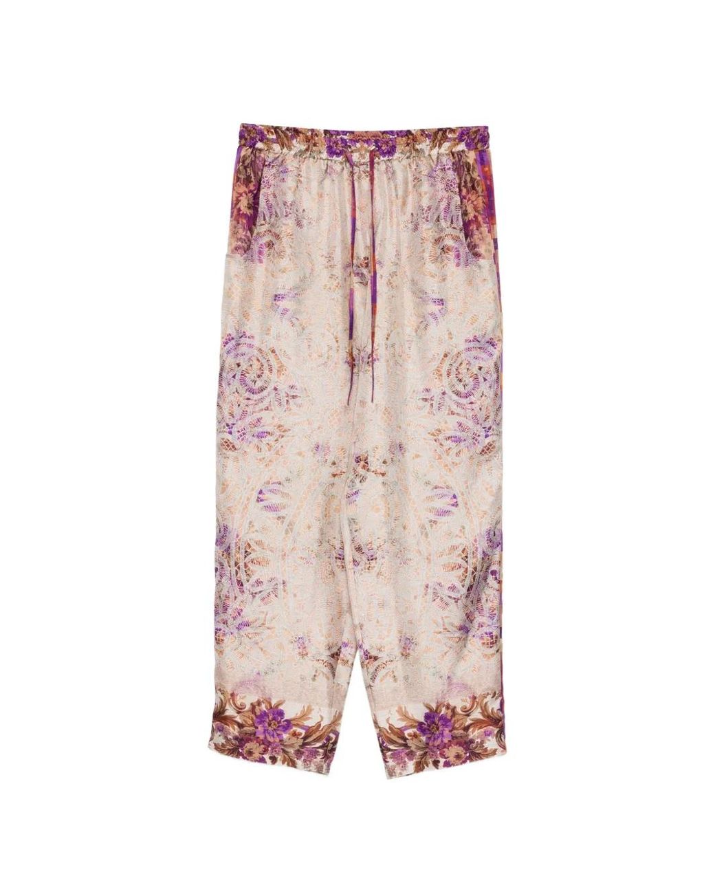 Pierre Louis Mascia Pink Floral-Print Cropped Trousers