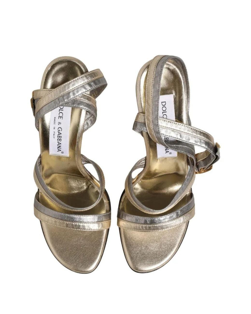 Dolce & Gabbana White Metallic-Effect Wedge Sandals