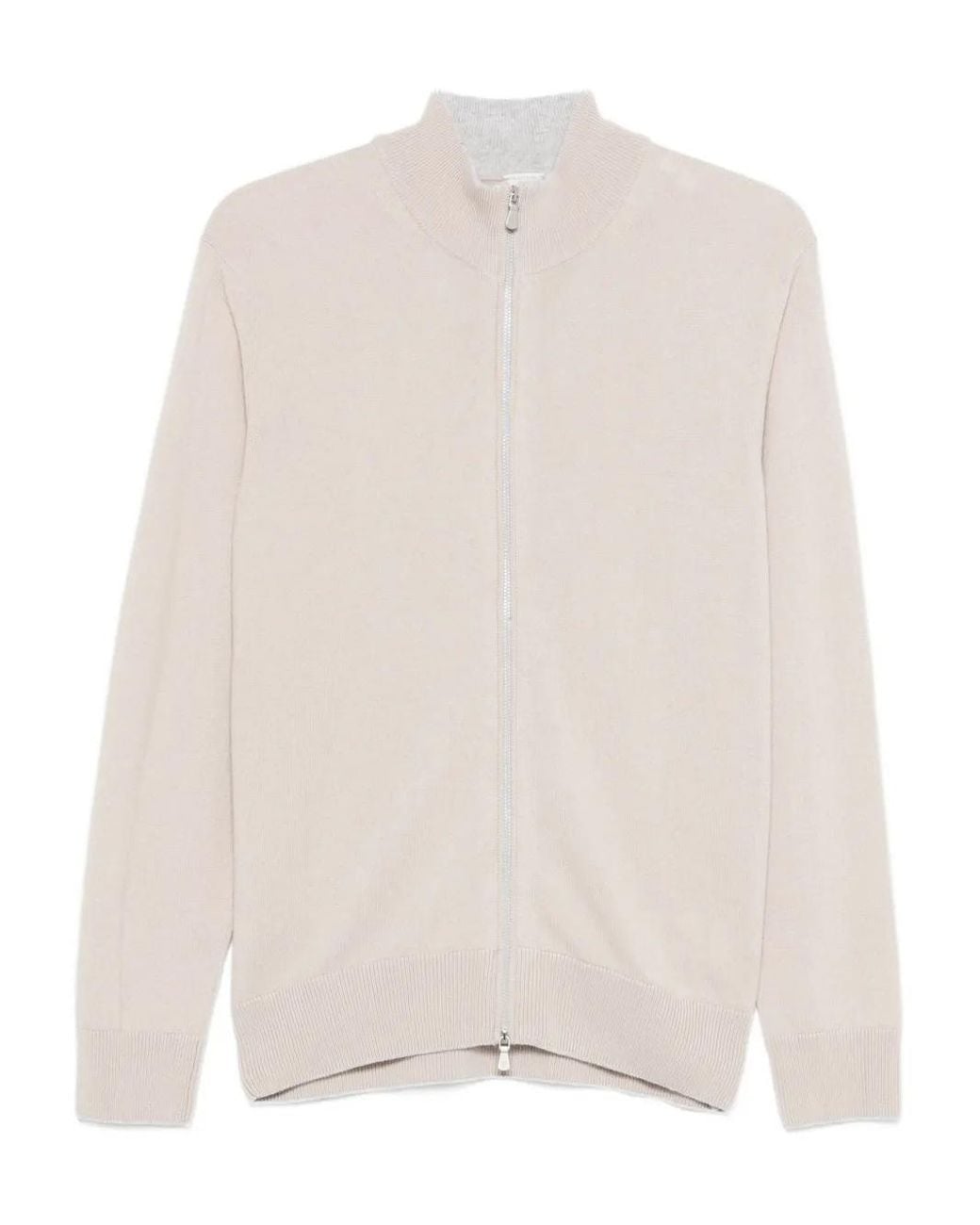 Eleventy White High-Neck Zip-Up Cardigan for men