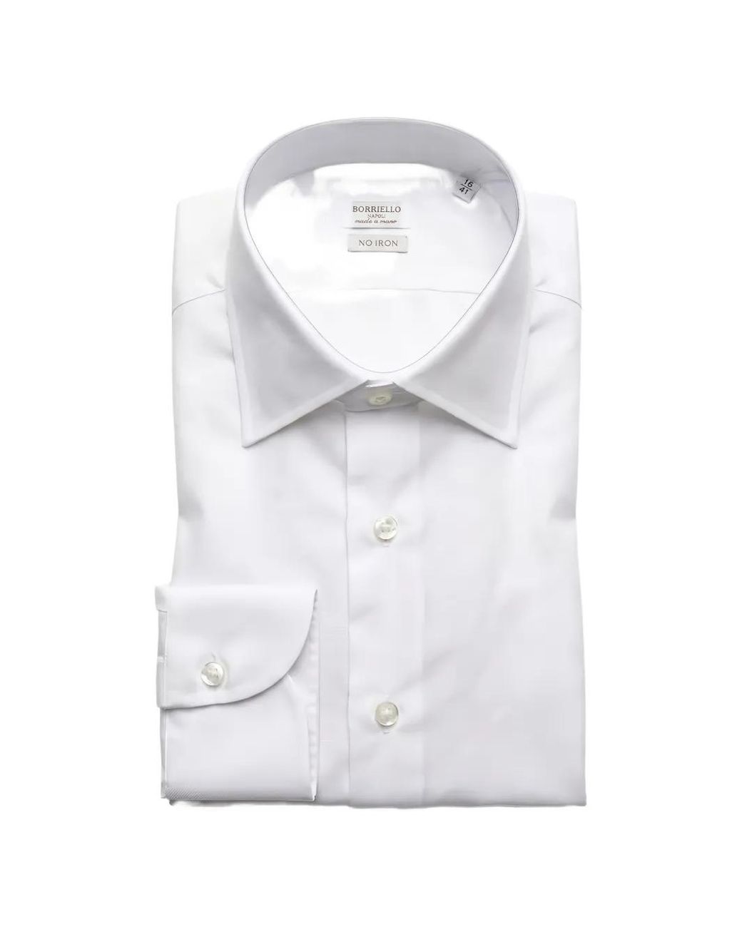 Borriello White Spread-Collar Cotton Shirt for men