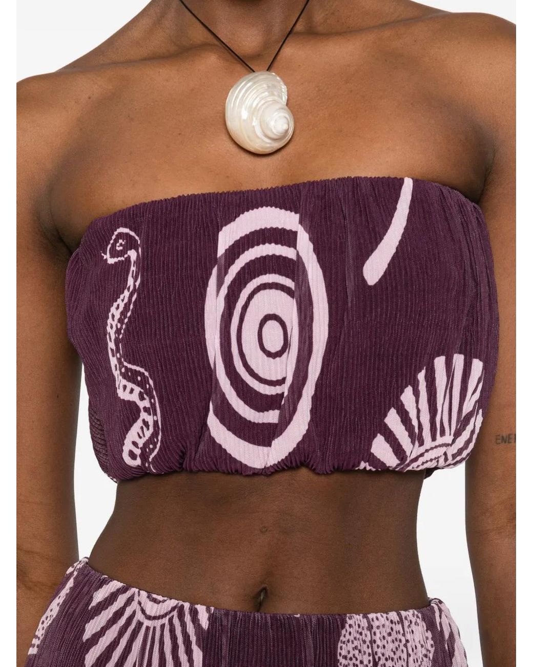 Cala De La Cruz Purple Odessa Strapless Top