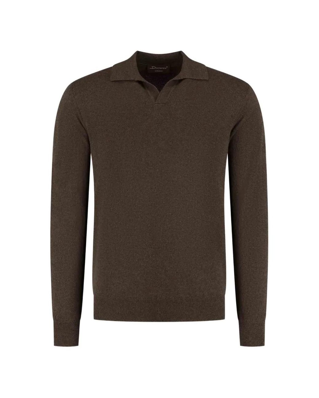 Doriani Brown Long-Sleeve Polo Shirt for men