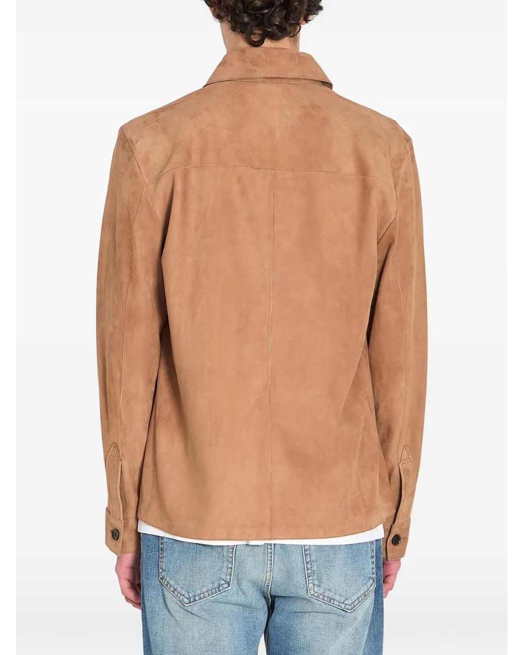 Arma Blue Button Suede Overshirt for men