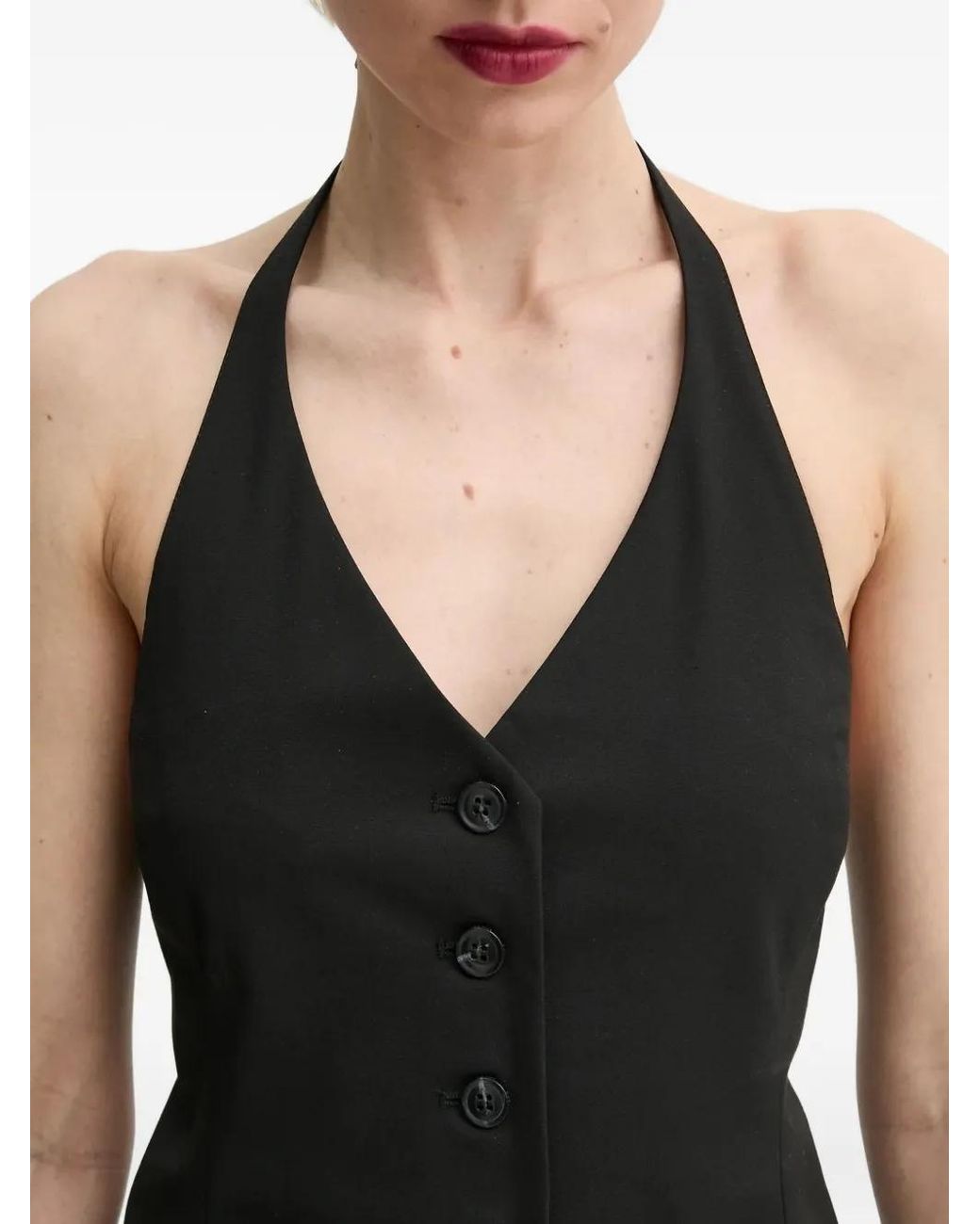 Samsøe & Samsøe Black Saneem Halter-Neck Button Top
