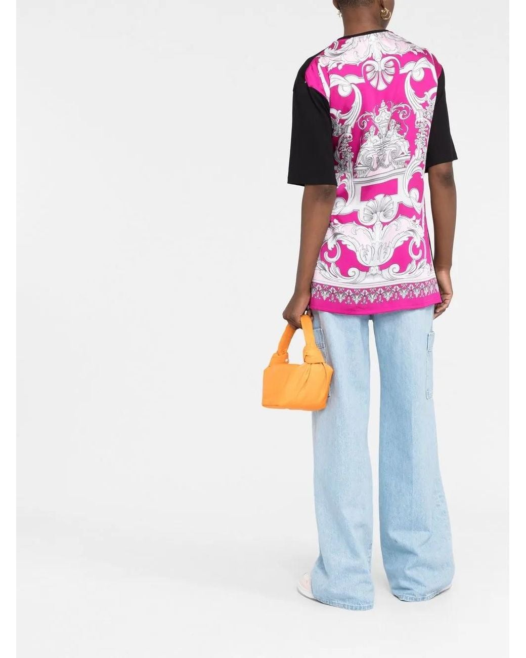 Versace Black Safety Pin Baroque-Print T-Shirt